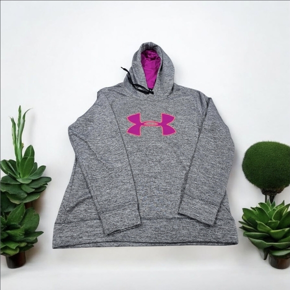 Under Armour Women Gray Hoodie with Purple Logo Size XL - Picture 1 of 7